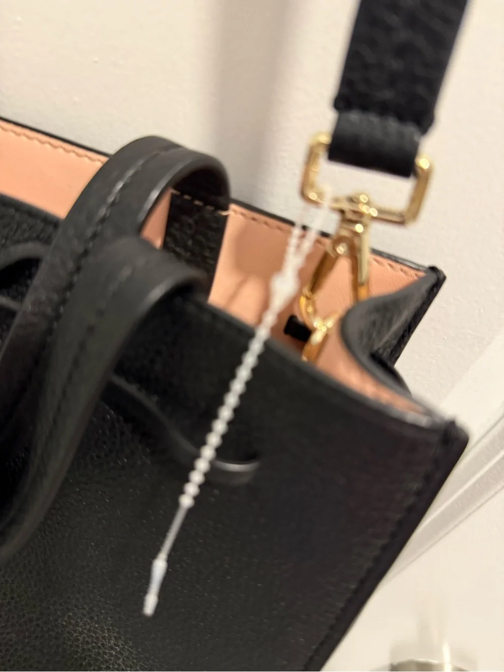 kate spade Black Pebbled Leather Satchel with Gold Accents